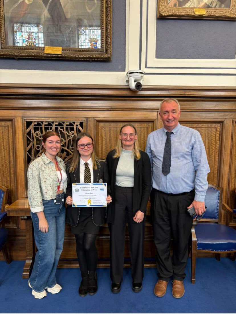 So incredibly proud of Alyssa Tait from Skye House who won the McManus Citizenship Award earlier today, an award thoroughly deserved and shows her dedication to volunteering both in the community and in school.