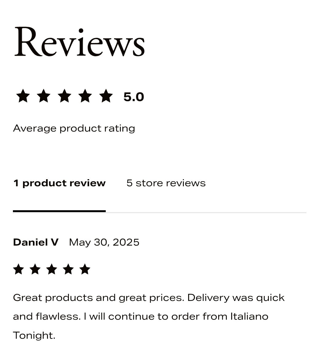 Thank you Dan! 

Grab some authentic Italian groceries like Pasta, Tomatoes, sauces and much more from our 100% Canadian owned and operated family grocery store.

Order today for dinner tomorrow! 

We deliver within Vancouver lower mainland and beyond. Support the little guys.