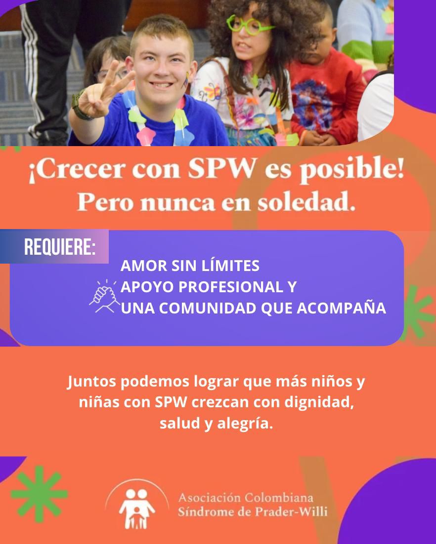 🎉 *30 de mayo – Día Mundial del Síndrome de Prader-Willi*

 Hoy celebramos la vida, la fuerza y los sueños de quienes viven con SPW.
🌱 *Crecer con SPW es posible*. *Pero nunca en soledad*.

Se necesita amor sin límites, apoyo profesional y una comunidad que acompañe.