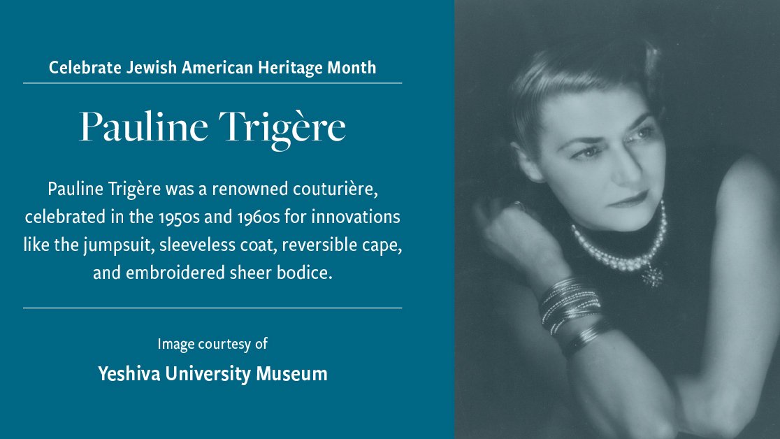 Center for Jewish History (@cjewishhistory) on Twitter photo During #JAHM, we celebrate iconic designer Pauline TrigĂšre â a trailblazing couturiĂšre who reshaped American fashion.
Known for her fearless innovation, TrigĂšre introduced bold designs which are now staples in modern fashion.
<a href="/YUMuseum/">Yeshiva U Museum</a> During #JAHM, we celebrate iconic designer Pauline TrigĂšre â a trailblazing couturiĂšre who reshaped American fashion.
Known for her fearless innovation, TrigĂšre introduced bold designs which are now staples in modern fashion.
<a href="/YUMuseum/">Yeshiva U Museum</a>
