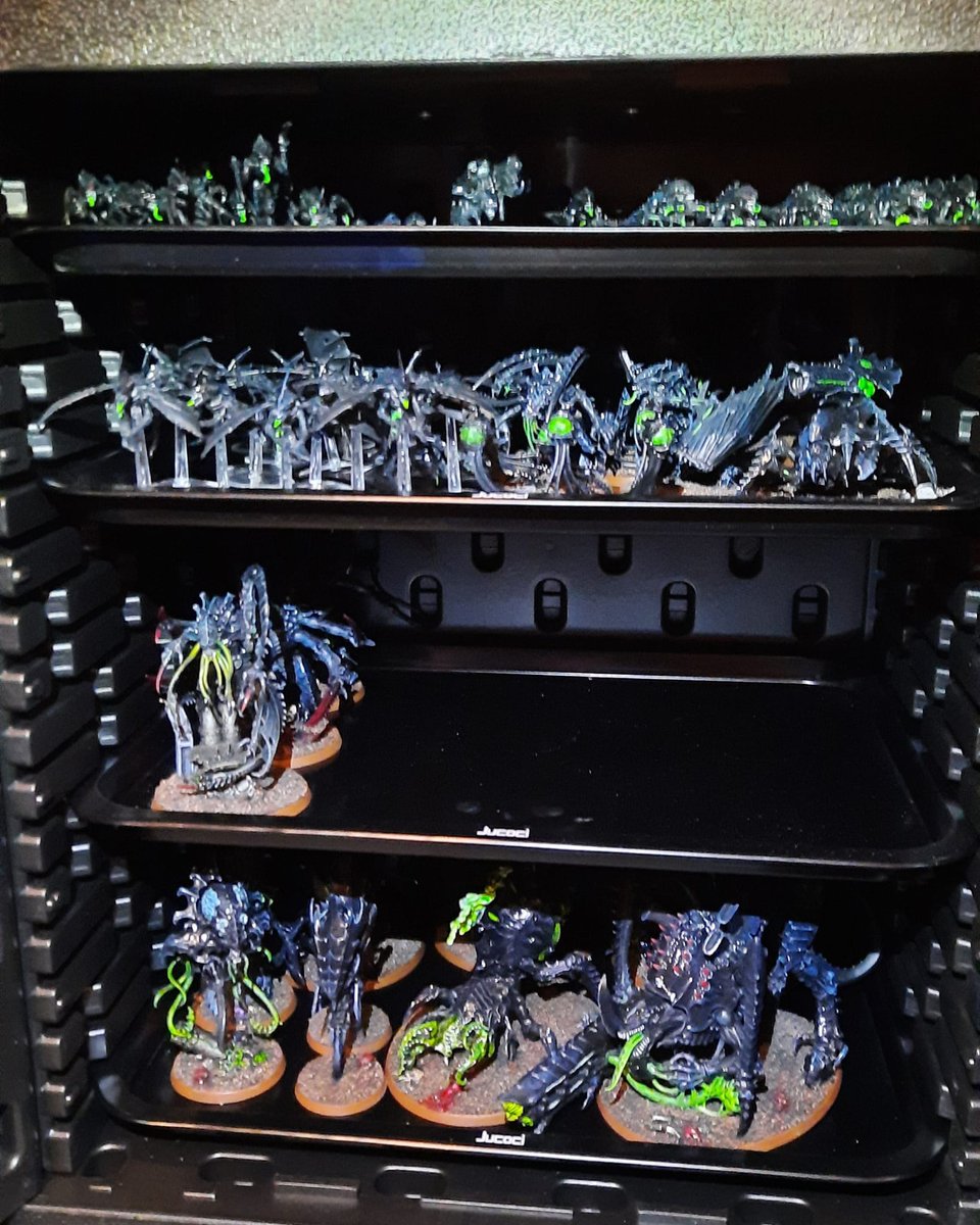 And with these 2 Tyrant's finished; that's my WHOLE Tyranid army fully painted up... not only that but I still have space in my case for more! Oh the possibilities!

#Xenos40K #Tyranids #WarhammerCommunity #Warhammer40K