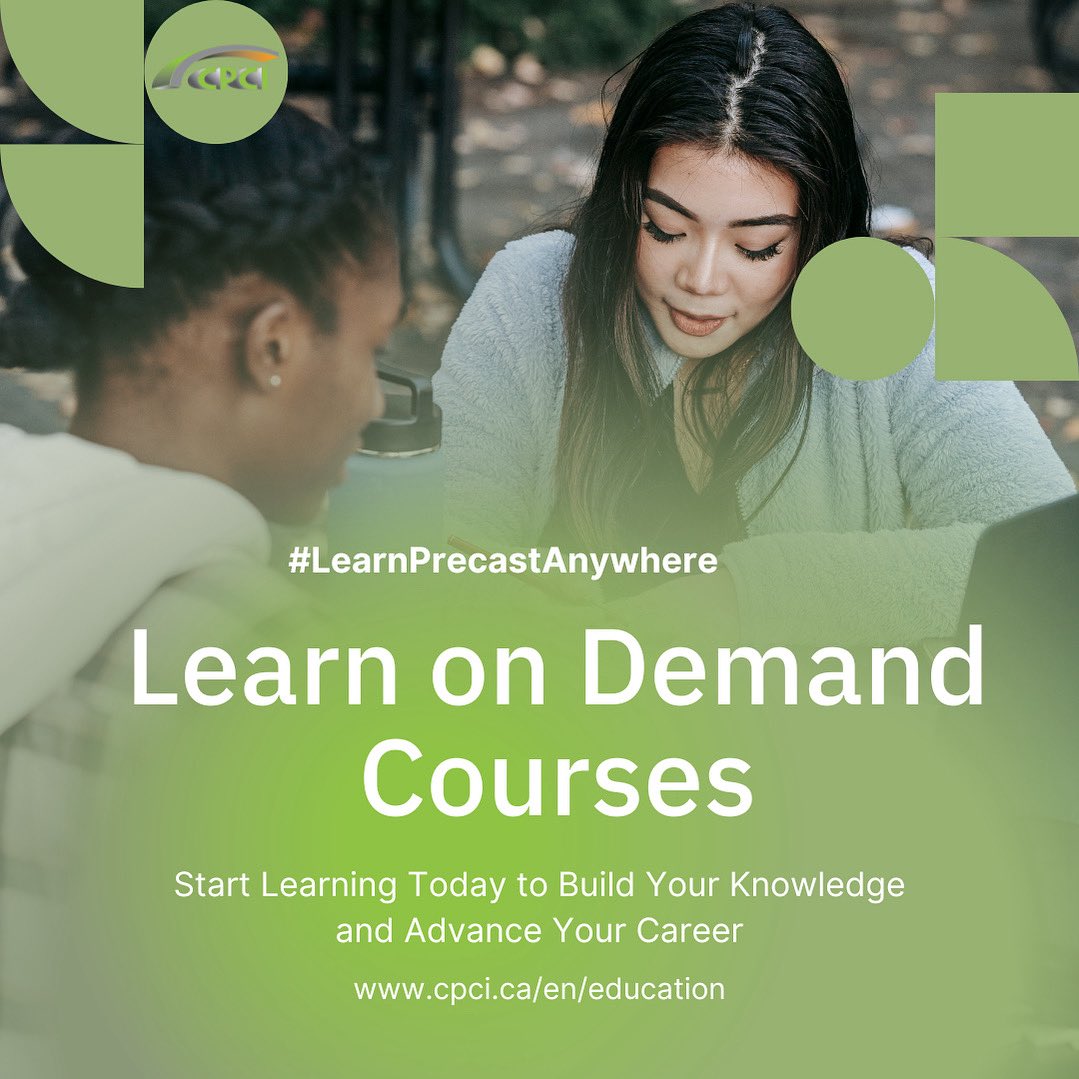 CPCI (@cpci_canada) on Twitter photo check CPCI’s Learn on Demand courses 📚, that offer interactive, on-demand video webinars designed for architects, engineers, students, and construction professionals who want to deepen their understanding of precast concrete at their own pace🏗️👷🏽
What are you waiting for? check CPCI’s Learn on Demand courses 📚, that offer interactive, on-demand video webinars designed for architects, engineers, students, and construction professionals who want to deepen their understanding of precast concrete at their own pace🏗️👷🏽
What are you waiting for?