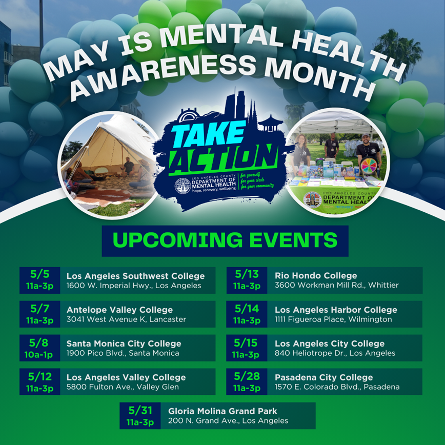Los Angeles County (@countyofla) on Twitter photo Don't miss <a href="/LACDMH/">LA County Dept of Mental Health</a>'s last Take Action event at Grand Park tomorrow as we wrap up Mental Health Awareness Month! For details, visit takeactionla.com Don't miss <a href="/LACDMH/">LA County Dept of Mental Health</a>'s last Take Action event at Grand Park tomorrow as we wrap up Mental Health Awareness Month! For details, visit takeactionla.com