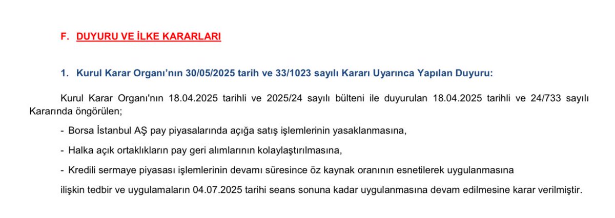 📉 Karar Geç Geldi, Zarar Erken Geldi!

Belirsizlik Satışı Tetikledi, SPK Kararı Mesai Sonrasına Kaldı!

SPK’nın açığa satış yasağını ve kredili işlem esnekliğini 4 Temmuz’a kadar ( 1 aylık ) uzatan kararı, hafta biterken ve piyasalar kapandıktan sonra duyuruldu.

📌 Oysa bu