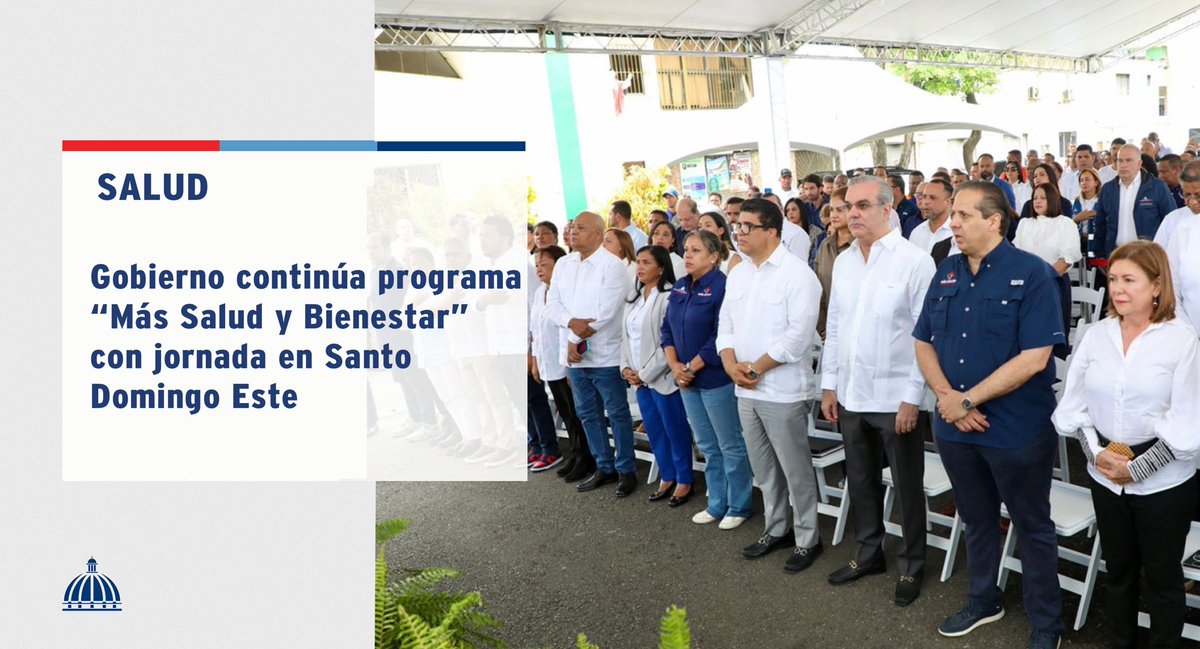 El Pdte. @LuisAbinader encabezó la cuarta jornada del operativo médico “Más Salud y Bienestar”, organizado por el <a href="/SaludPublicaRD/">Salud Pública RD</a> en coordinación con el <a href="/Alcaldiasde_/">Alcaldía SDE</a>.

📲 Entérate de más, en presidencia.gob.do/noticias/gobie…

#Salud #ComunicacionesDO
