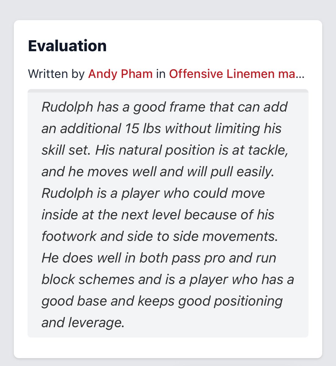 Carter Rudolph (@cjrrudolph77) on Twitter photo Thank you for the ranking and evaluation!
<a href="/PrepRedzoneUT/">Prep Redzone Utah</a>
<a href="/Andy_Pham1/">Andy</a>
<a href="/CoachMac_RHS/">Noah MacInnes</a>
<a href="/CoachSolomona/">Christopher Solomona</a>
<a href="/ConnieMac_83/">Connor McGuire</a> Thank you for the ranking and evaluation!
<a href="/PrepRedzoneUT/">Prep Redzone Utah</a>
<a href="/Andy_Pham1/">Andy</a>
<a href="/CoachMac_RHS/">Noah MacInnes</a>
<a href="/CoachSolomona/">Christopher Solomona</a>
<a href="/ConnieMac_83/">Connor McGuire</a>