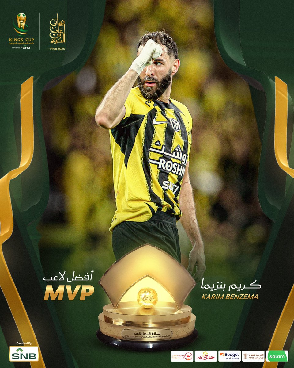 IttiMania's tweet photo. 🚨🚨🚨 عاجل - رسميًا 🚨🚨🚨

الاسطورة كريم بنزيما افضل لاعب في #نهائي_أغلى_الكؤوس ☝️💛 https://t.co/pJTl10a9Zp