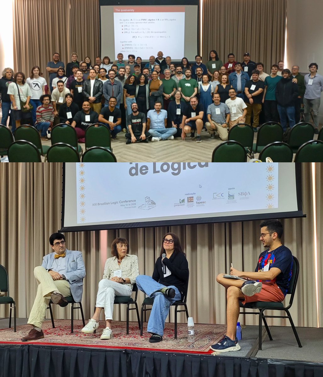 sol_logica's tweet photo. XXI Encontro Brasileiro de Lógica 📚🔖

Entre os dias 12 e 16 de maio, ocorreu o XXI Encontro Brasileiro de Lógica e nós marcamos presença com a mesa-redonda "Tornando-se professor de Lógica" https://t.co/wOYB136SEZ
