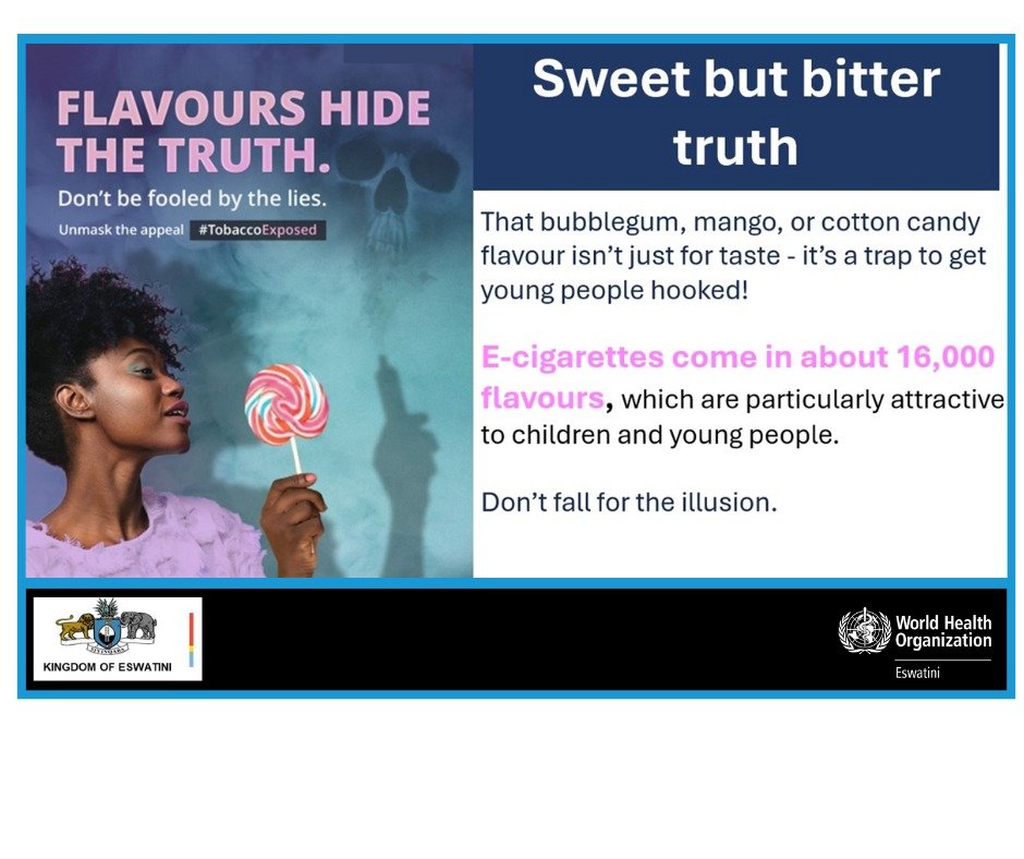 SADATEswatini's tweet photo. Unmasking the appeal. World No-Tobacco Day, 31 May 2025. https://t.co/I7gNSq7swm