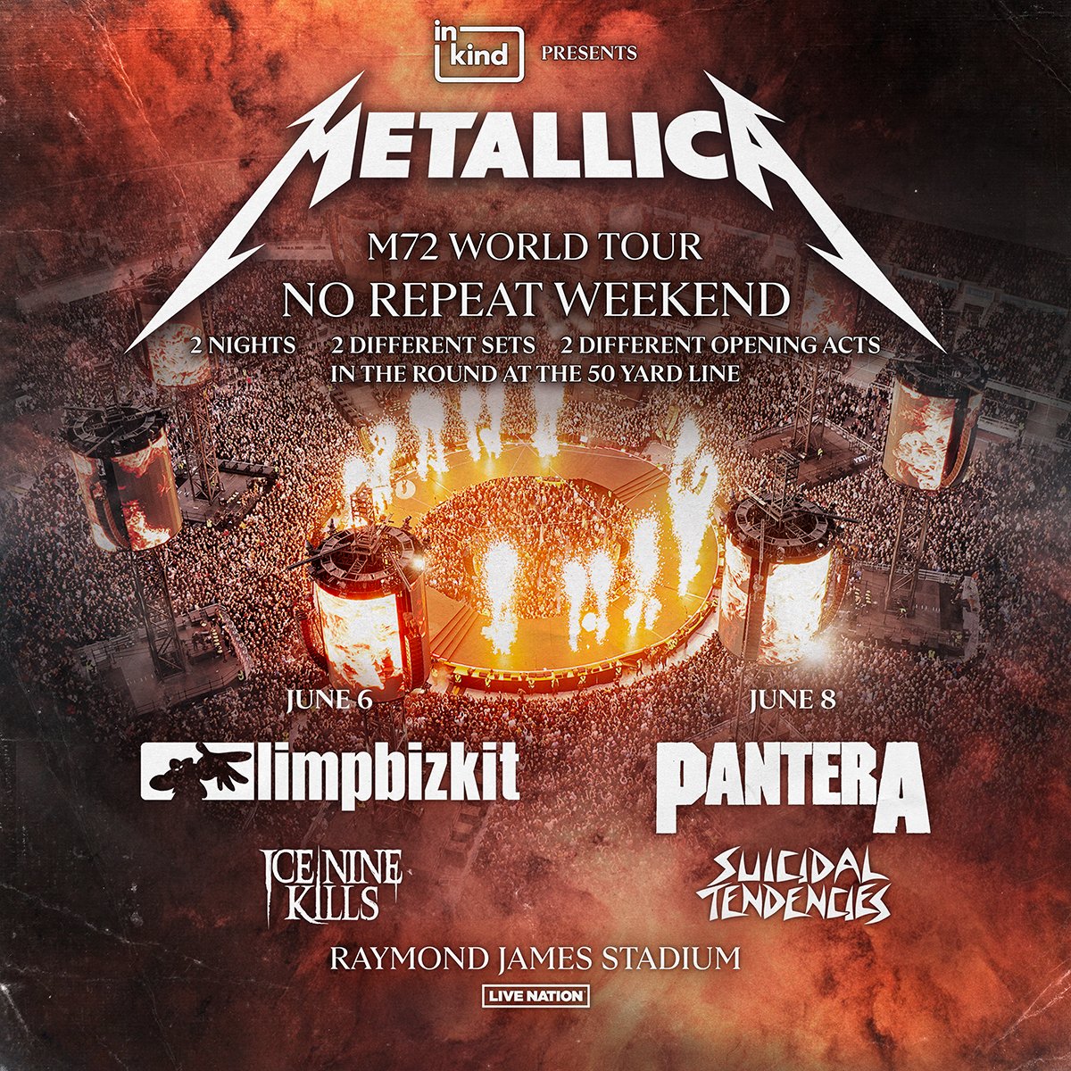 ONE WEEK away from Metallica taking the stage at Raymond James Stadium ⚡ 🤘 
Limited tickets are still available: raymondjamesstadium.com/upcomingevents