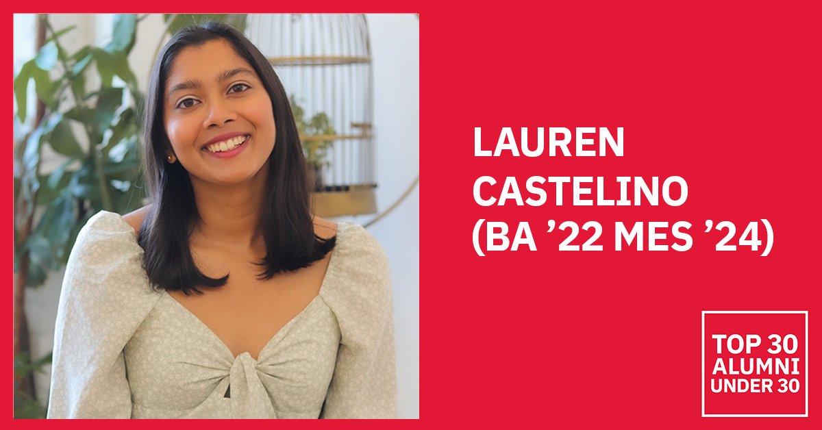 YorkU Grad Studies (@yorkufgs) on Twitter photo Congratulations to Lauren Castelino – named one of #YorkU’s Top 30 Alumni Under 30. Castelino is creating positive change by empowering underrepresented communities through green jobs & leadership. 
Learn more: yorku.ca/top30 | #GradStudiesYU #YorkUTop30 <a href="/YorkUAlumni/">York U Alumni</a> Congratulations to Lauren Castelino – named one of #YorkU’s Top 30 Alumni Under 30. Castelino is creating positive change by empowering underrepresented communities through green jobs & leadership. 
Learn more: yorku.ca/top30 | #GradStudiesYU #YorkUTop30 <a href="/YorkUAlumni/">York U Alumni</a>