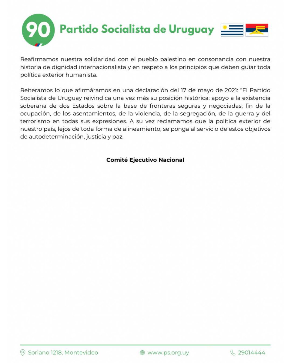 Declaración del Comité Ejecutivo Nacional de @socialistas90 sobre la situación en Medio Oriente 👇.

No es guerra, es genocidio.
