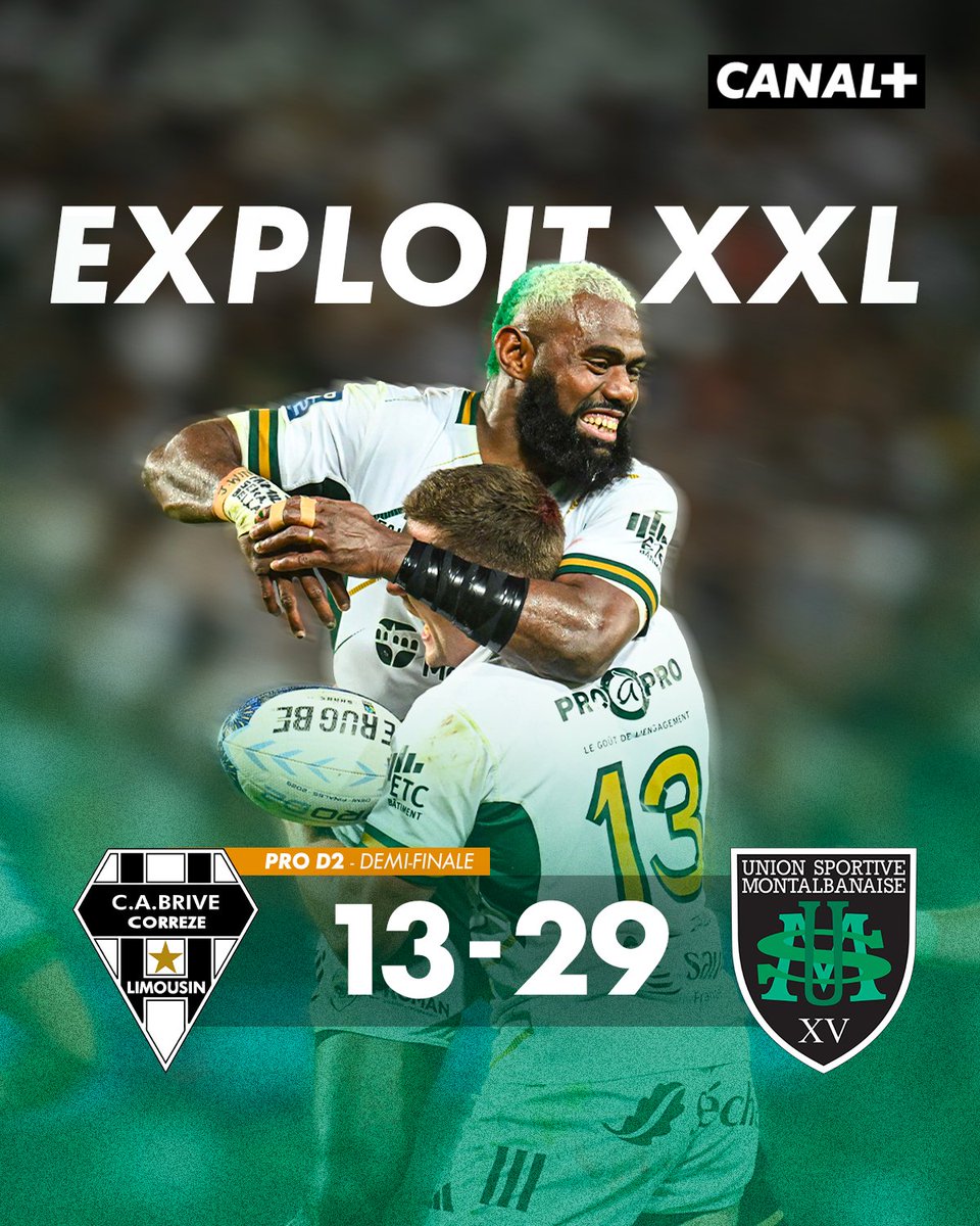 Montauban rejoint Grenoble en FINALE de Pro D2 🔥

6e de la saison régulière, Montauban élimine Brive 2e et disputera sa première finale depuis 2017 😱

#DemiesPROD2