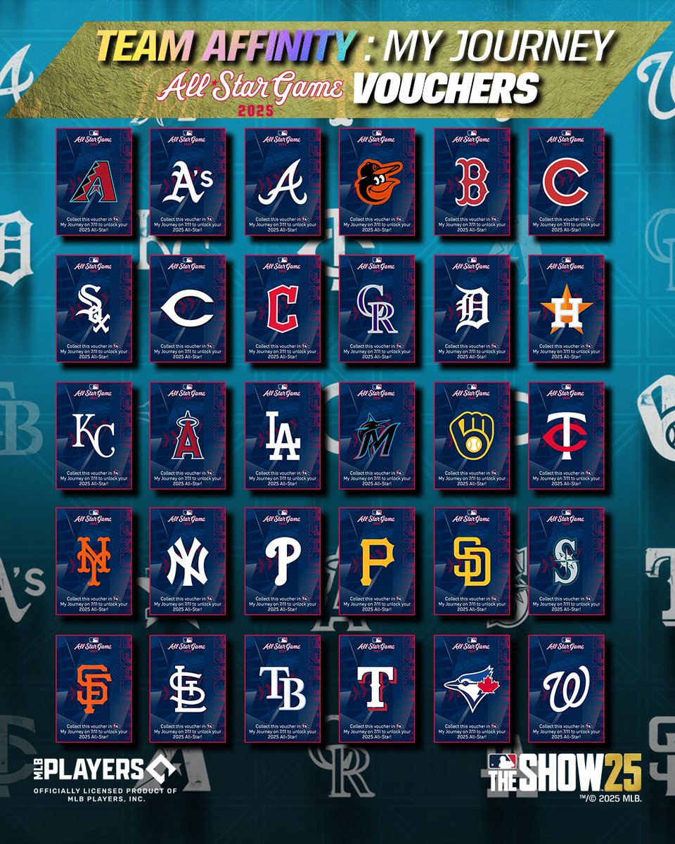 All 3️⃣0️⃣teams. All 3️⃣0️⃣ vouchers. 💥

Lock them in and gear up for the All-Star content coming to #MLBTheShow 25 next month! 🤩
