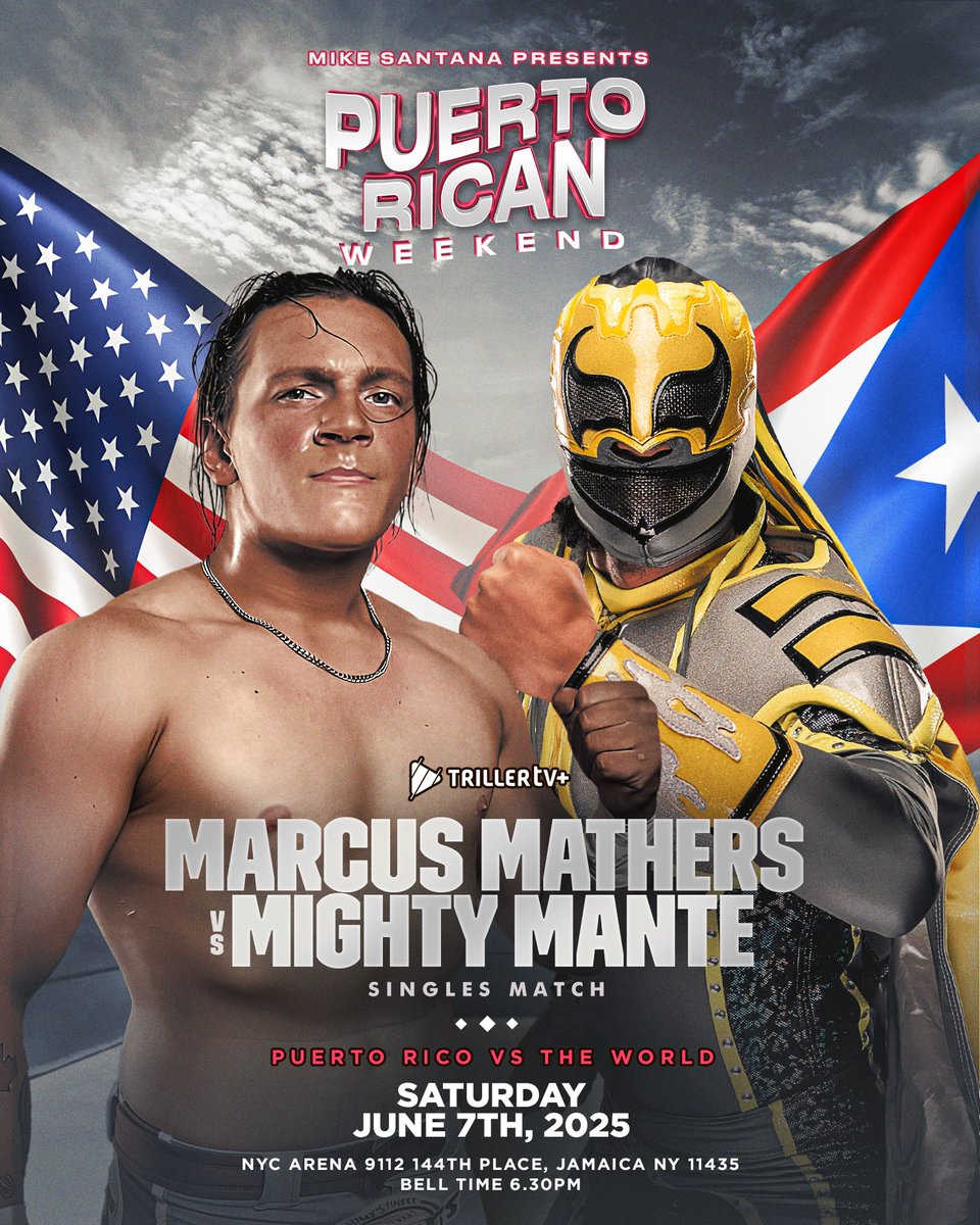 House Of Glory Wrestling (@hogwrestling) on Twitter photo Independent wrestling standout <a href="/MarcusMathers1/">Marcus Mathers | マーカス・マザーズ</a> debuts against “The Smooth Superhero” <a href="/MannyLucha/">Mantequilla / Super Montay</a> Next Saturday, June 7th at Mike Santana’s #PuertoRicanWeekend !!!
Tickets Available ⬇️
tickettailor.com/events/houseof… Independent wrestling standout <a href="/MarcusMathers1/">Marcus Mathers | マーカス・マザーズ</a> debuts against “The Smooth Superhero” <a href="/MannyLucha/">Mantequilla / Super Montay</a> Next Saturday, June 7th at Mike Santana’s #PuertoRicanWeekend !!!
Tickets Available ⬇️
tickettailor.com/events/houseof…