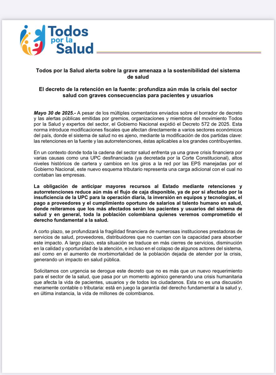 Sobre anticipo de Retefuente y su impacto en el Sistema de Salud. Al caído cáele!!!👇