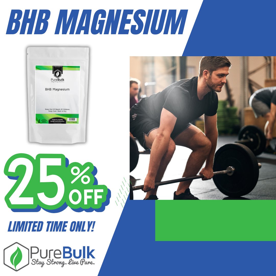 PureBulk's tweet image. Elevate your lifts and optimize your recovery with BHB Magnesium! 🏋️♂️ Fuel your body for peak performance and faster bounce-back. Grab yours now and get 25% off!