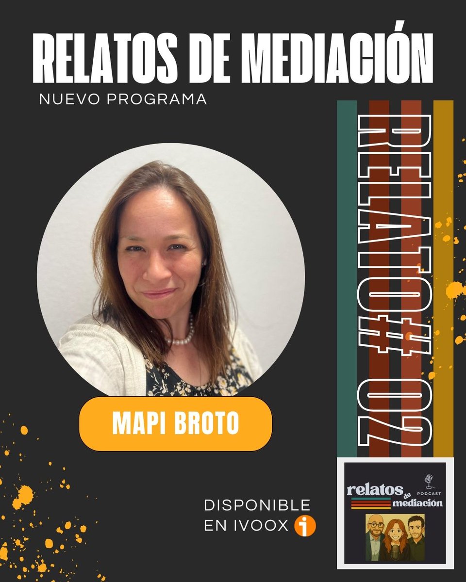 relatosdemediac's tweet image. Ya disponible en iVOOX  y resto de plataformas  nuestro programa con @mapismn 
ivoox.com/relatos-mediac…
#mediación #mediacion #mediadores #podcast #podcasting #Podcasters  #masc #podcastshow #NewPodcast #PodcastEpisode #PodcastDeMediación #MediaciónPodcast