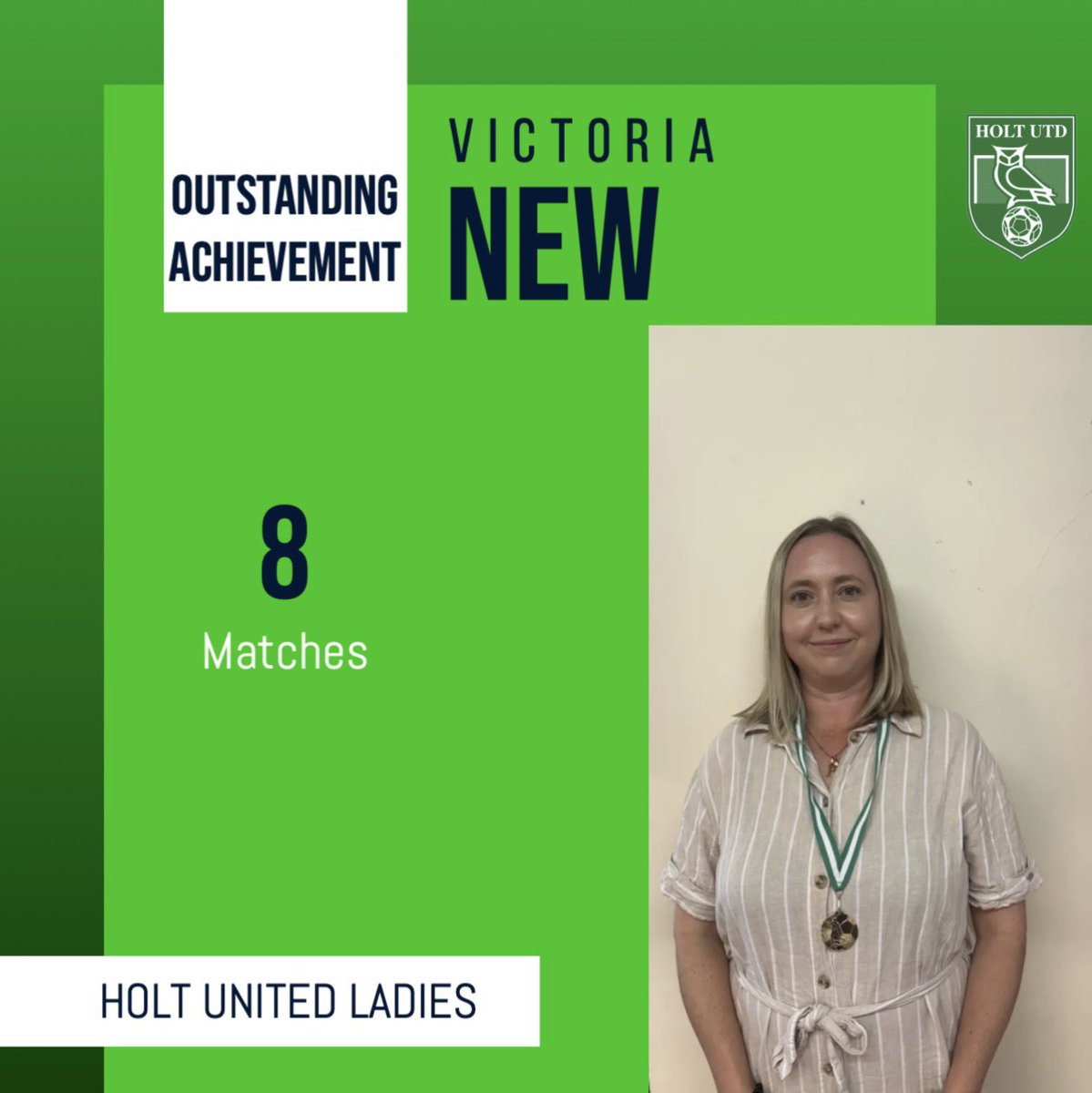 🚨OUTSTANDING ACHIEVEMENT🚨
This award went to Victoria who started this journey with us quite nervous and unsure. But she has absolutely smashed it, playing a full 90 minutes on numerous occasions and her improvement on the ball has been outstanding. Thank you and well done!!
