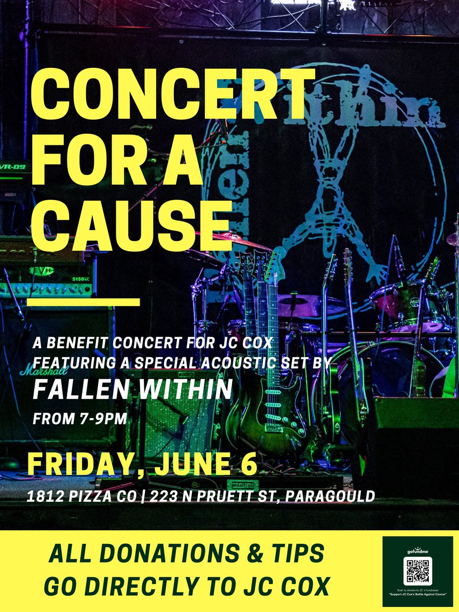 Whatcha doing next Friday night?

You should make it out to 1812 Pizza Co in Paragould for some great food, great music, and to support our guy <a href="/JC_RWRC/">J.C.</a>.