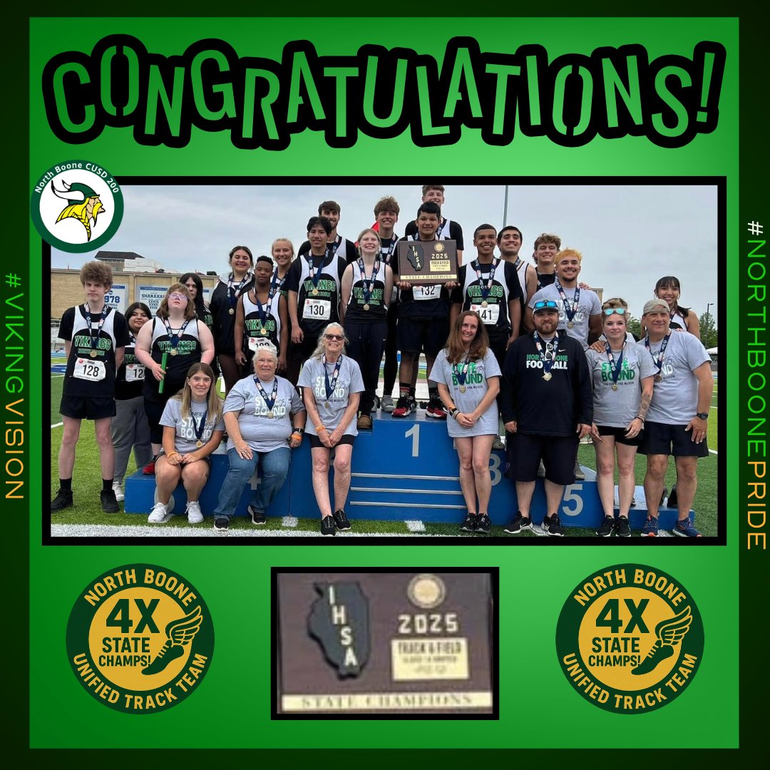 Congrats to the North Boone Unified Track Team! 4x State Champions! 🎉 @SOILLucs #SpecialOlympicsIllinois #NorthBoonePride