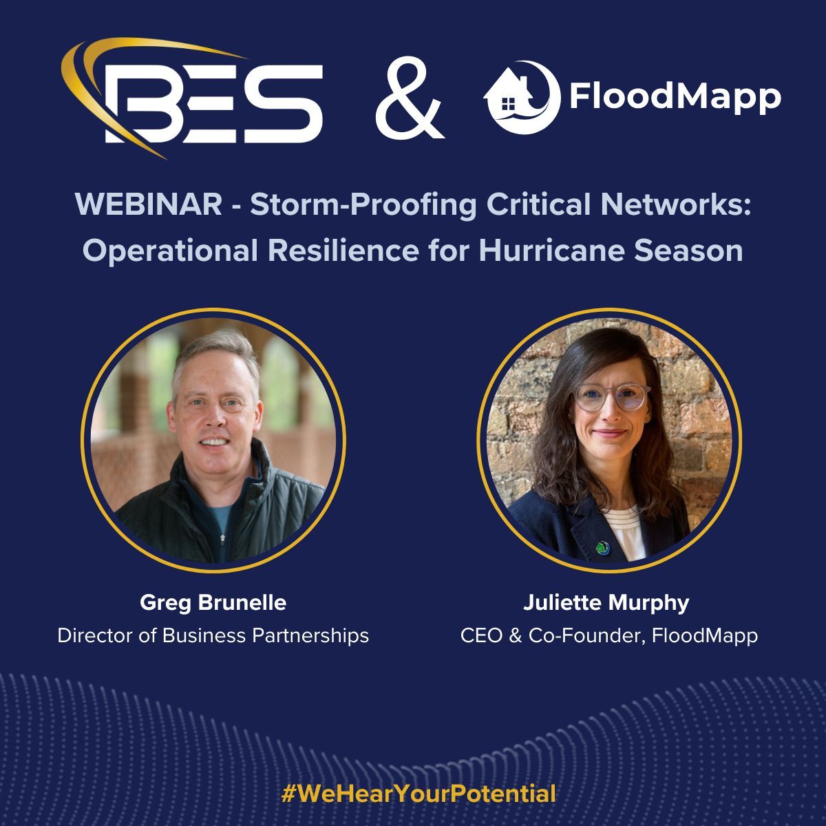 NOAA's annual hurricane season outlook forecasts a 60% chance of an above-normal season.

Are you prepared? 

Join BES' Greg Brunelle and <a href="/FloodMapp/">FloodMapp</a> CEO &amp; Co-Founder Juliette Murphy to learn how to improve resilience.

🗓️ June 24 - 12PM ET 
🔗 REGISTER: bit.ly/4mK7kP4