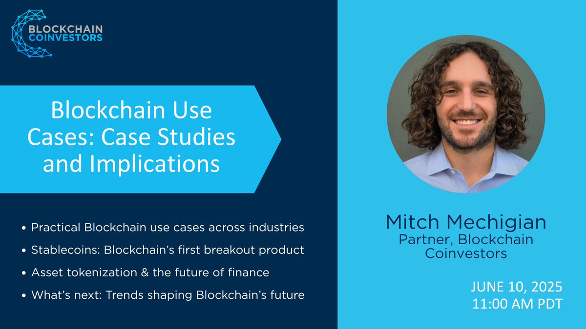 Blockchain Coinvestors (@bcoinvestors) on Twitter photo Curious about how blockchain is being used beyond crypto? Wondering what its real-world impact could mean for the future of finance, identity, and the internet itself?
Join our Partner <a href="/Mitchmechigian/">Mitchell Mechigian</a> on Tuesday, June 10, as he unpacks the latest trends, developments, and Curious about how blockchain is being used beyond crypto? Wondering what its real-world impact could mean for the future of finance, identity, and the internet itself?
Join our Partner <a href="/Mitchmechigian/">Mitchell Mechigian</a> on Tuesday, June 10, as he unpacks the latest trends, developments, and