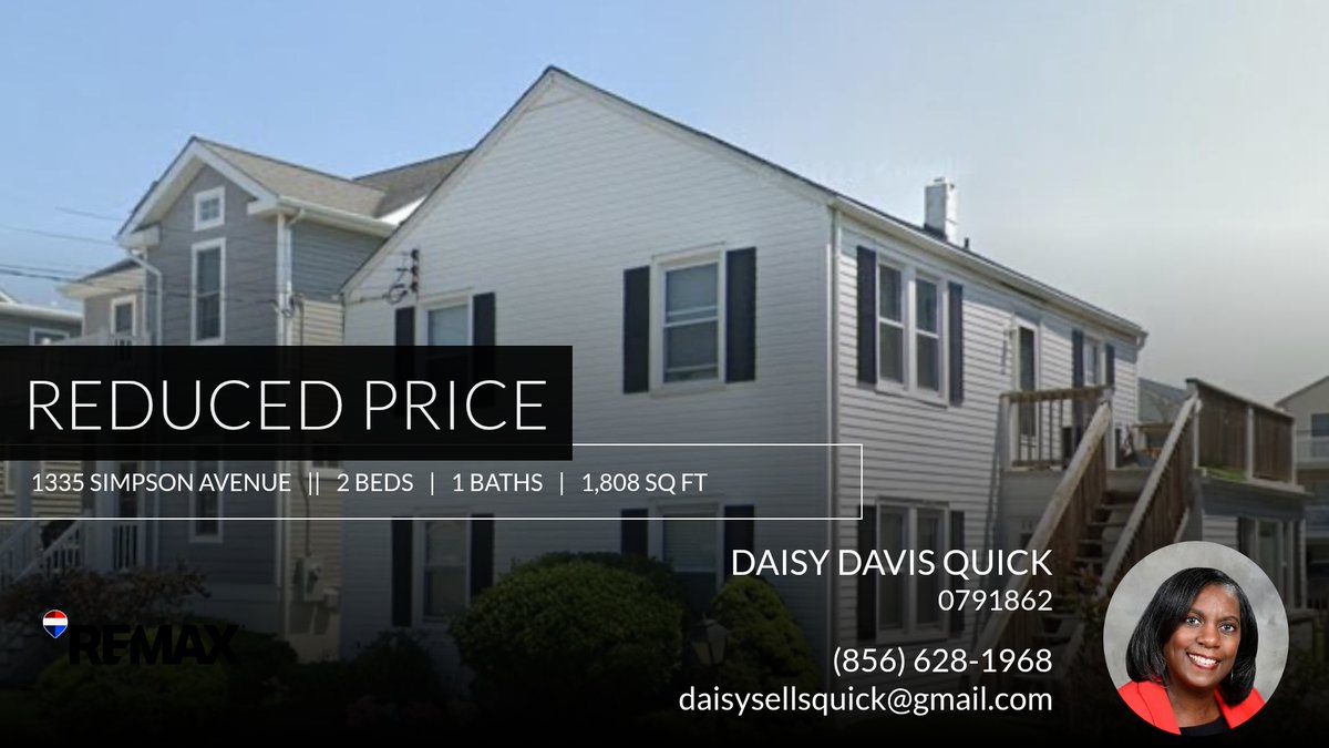 DaisySellsQuick's tweet image. 📍 Reduced Price 📍 This recently reduced home at 1335 Simpson Avenue in Ocean City won't last long, so, don't wait to set up a showing! Reach out here or at (856) 628-1968 for more information!

Daisy Davis... homeforsale.at/1335_SIMPSON_A…