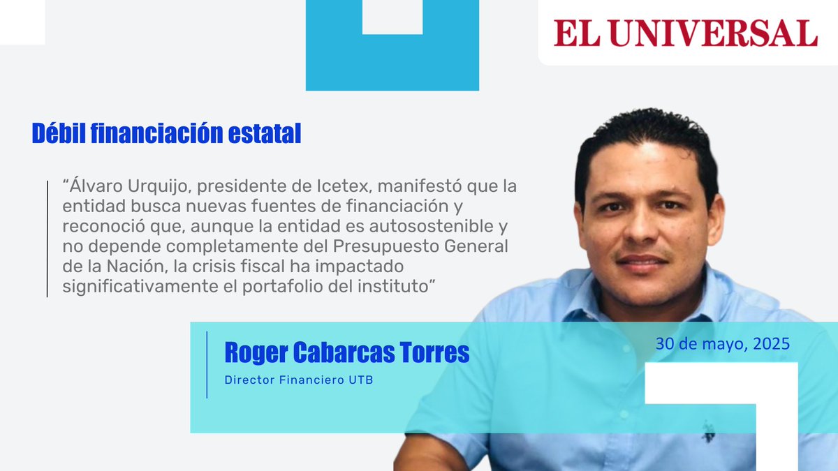 UTB Oficial (@utboficial) on Twitter photo #Opinión | Lee la opinión de Roger Cabarcas (<a href="/rocato04/">RogerCabarcas</a>), director financiero de la #UTB, sobre el estado de la financiación de la educación superior por parte del ICETEX. A su columna publicada en <a href="/ElUniversalCtg/">El Universal</a> puedes acceder aquí: f.mtr.cool/jjhzzcznqs #Opinión | Lee la opinión de Roger Cabarcas (<a href="/rocato04/">RogerCabarcas</a>), director financiero de la #UTB, sobre el estado de la financiación de la educación superior por parte del ICETEX. A su columna publicada en <a href="/ElUniversalCtg/">El Universal</a> puedes acceder aquí: f.mtr.cool/jjhzzcznqs