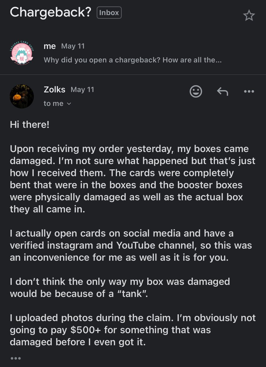 Hey <a href="/imzolks/">Zolks</a> can I get the $500+ in product back that you did a chargeback on? You agreed to drop the chargeback and send them back if I refunded you. Been waiting.

I’m still confused on how someone gets a package that usps literally destroys, then proceeds to open every pack to