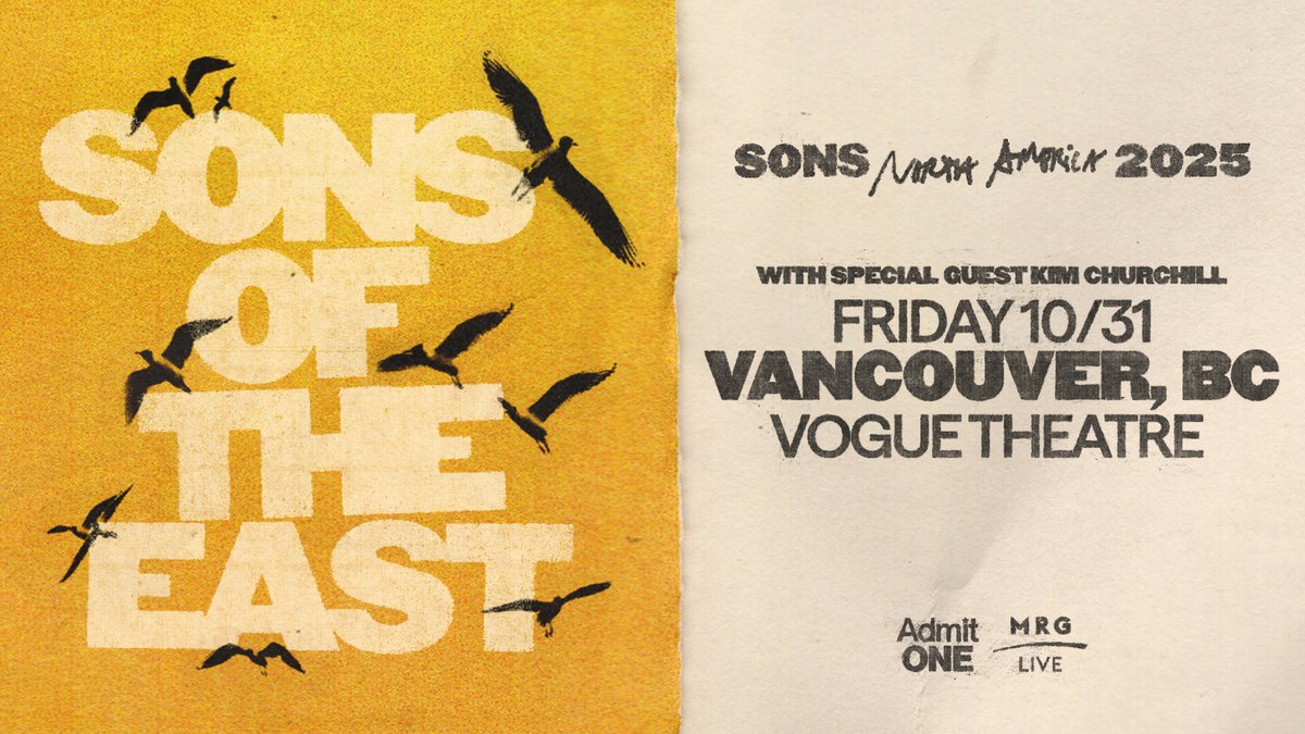 Vogue Theatre (@voguetheatre) on Twitter photo SUPPORT ADDED๐จ <a href="/KimChurchill/">Kim Churchill</a> will be opening for <a href="/sonsoftheeast/">Sons Of The East</a> at their show at the Vogue on October 31st!
Grab your tickets below to see these two talented acts in one night ๐ฅ
๐๏ธ: bit.ly/4jFrmrL SUPPORT ADDED๐จ <a href="/KimChurchill/">Kim Churchill</a> will be opening for <a href="/sonsoftheeast/">Sons Of The East</a> at their show at the Vogue on October 31st!
Grab your tickets below to see these two talented acts in one night ๐ฅ
๐๏ธ: bit.ly/4jFrmrL