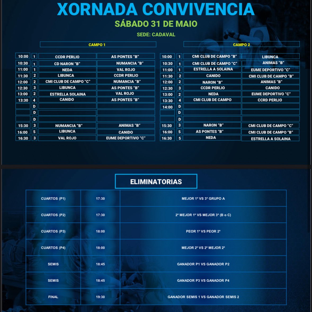 🐣 Maña terá lugar en #OCadaval a copa de convivencia Alevín.

⏰ Estes son os horarios e o planning para o día de mañá.