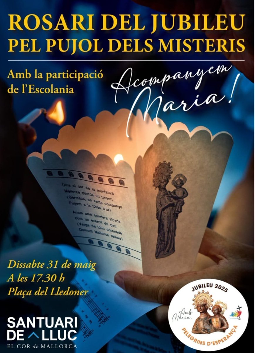 Demà horabaixa us convidam a pregar junts a la Mare de Déu 🙏