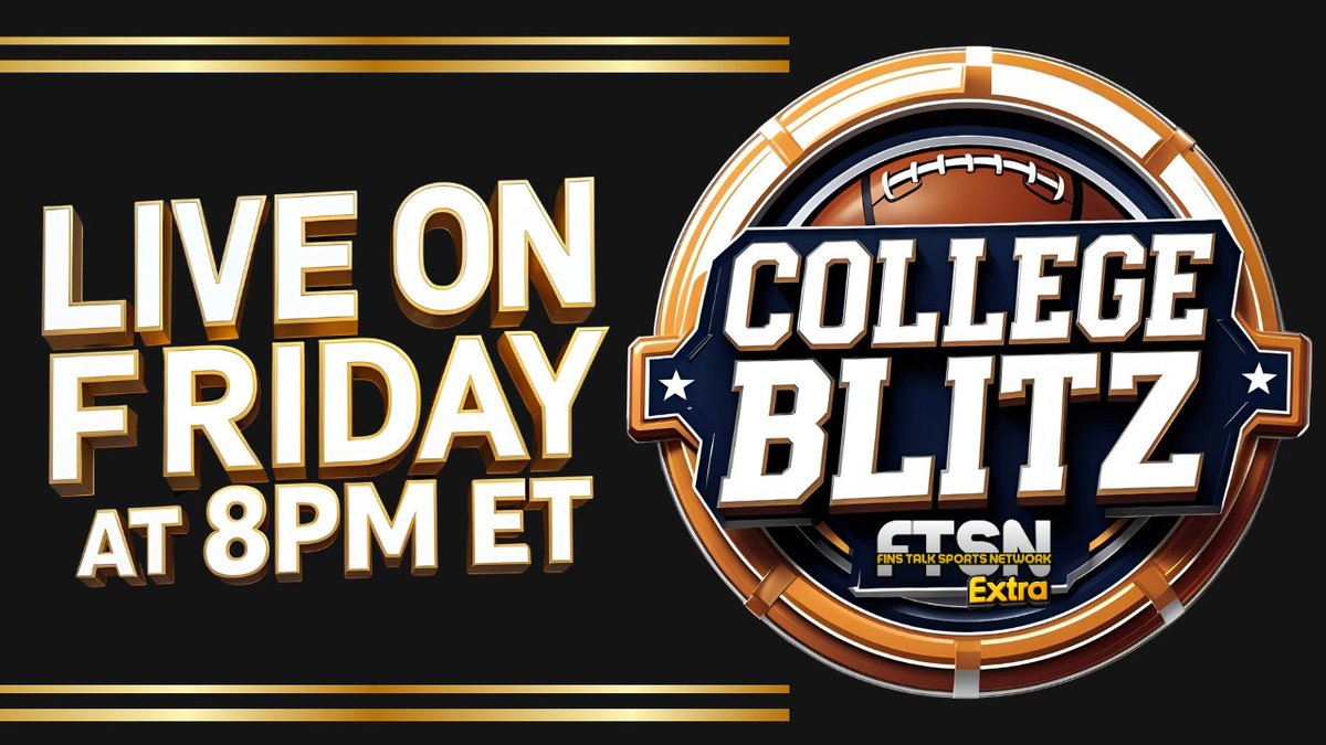 FinsTalkNetwork's tweet photo. Reminder!
Catch the premiere episode of our new college football podcast called College Blitz with @HateFootballPod & @RussOnDeck2 tonight at 8pm ET!
Check out the show & support the guys on @FTSNExtra: https://t.co/cCG1N3UTW3
#CollegeFootball #NCAA #FTSN #SEC https://t.co/dFSD4rggCd