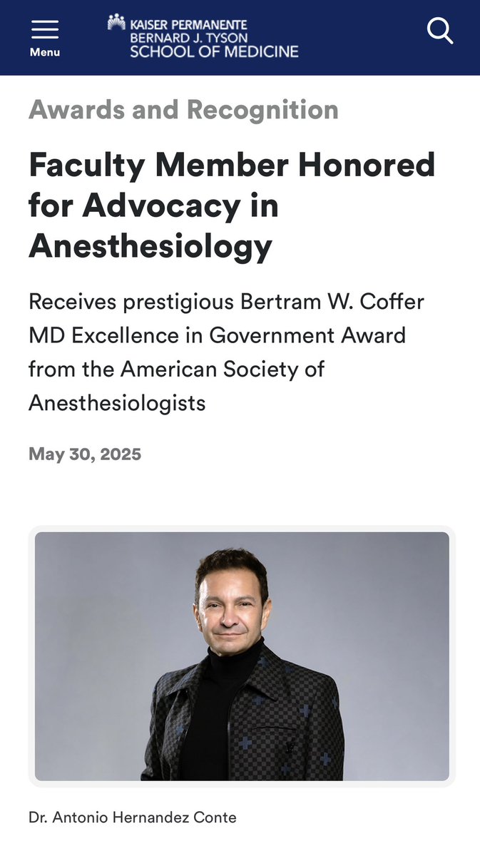 Antonio Hernandez Conte, MD, MBA, FASA (@lask8erdoc) on Twitter photo Proud to be featured by <a href="/KPMedSchool/">Kaiser Permanente Bernard J. Tyson School of Med</a> <a href="/KPSCALnews/">Kaiser Permanente Southern California</a>
medschool.kp.org/news/faculty-m… Proud to be featured by <a href="/KPMedSchool/">Kaiser Permanente Bernard J. Tyson School of Med</a> <a href="/KPSCALnews/">Kaiser Permanente Southern California</a>
medschool.kp.org/news/faculty-m…