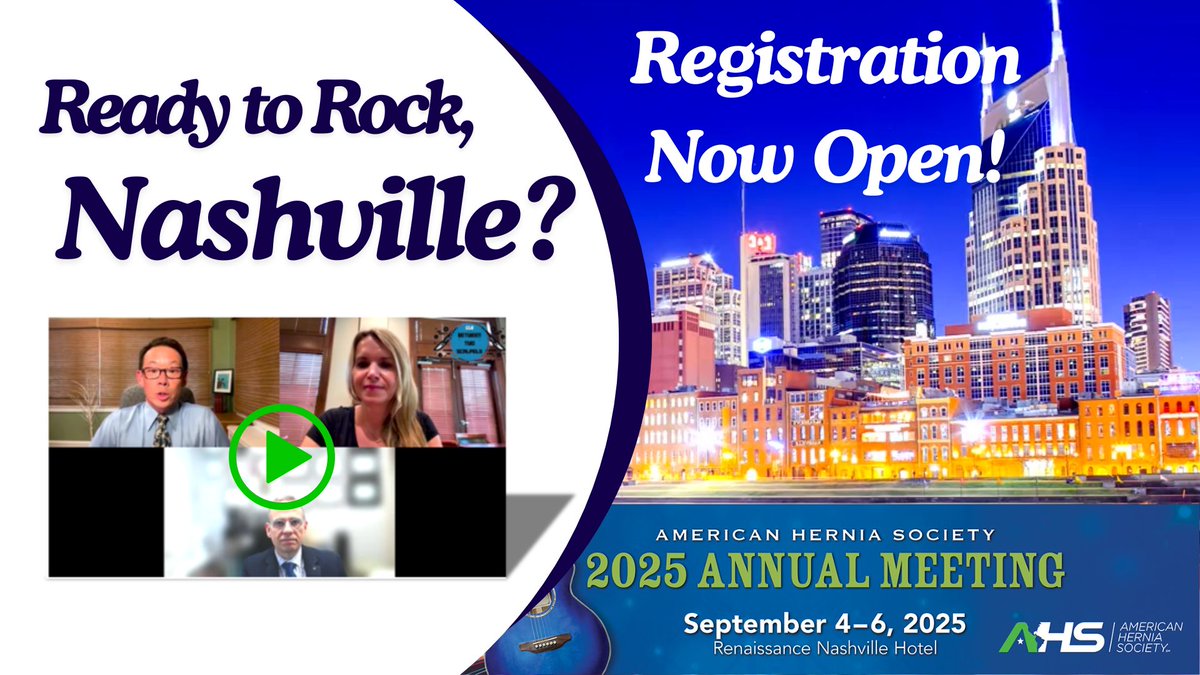 AHS President Dr. Flavio Malcher and President-Elect Dr. Vedra Augenstein share what’s coming to #AHS2025 — from breakthrough hernia surgery education to honky-tonk vibes. Registration Now Open!
🎬 Watch General Surgery News Interview: generalsurgerynews.com
Get your boots ready