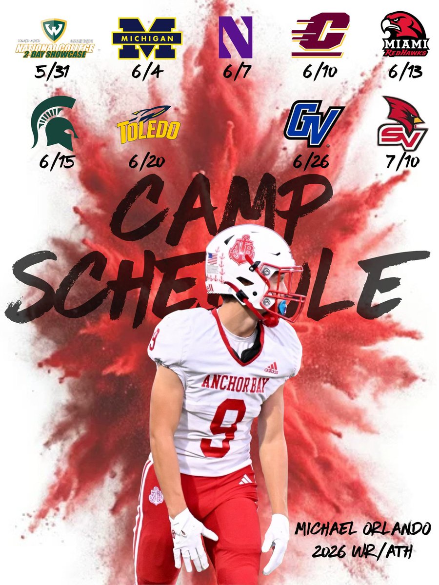 Michael Orlando (@mikey_orlando11) on Twitter photo 🚨My Summer Camp Schedule!🚨Starts off with Session 1 at the WSU National Showcase this Saturday and Sunday, Ready to work and show out. Thank you to the colleges who did reach out with their camps. There will be more added once I have confirmation of details. <a href="/RisingStars6/">Rising Stars Academy</a> 🚨My Summer Camp Schedule!🚨Starts off with Session 1 at the WSU National Showcase this Saturday and Sunday, Ready to work and show out. Thank you to the colleges who did reach out with their camps. There will be more added once I have confirmation of details. <a href="/RisingStars6/">Rising Stars Academy</a>