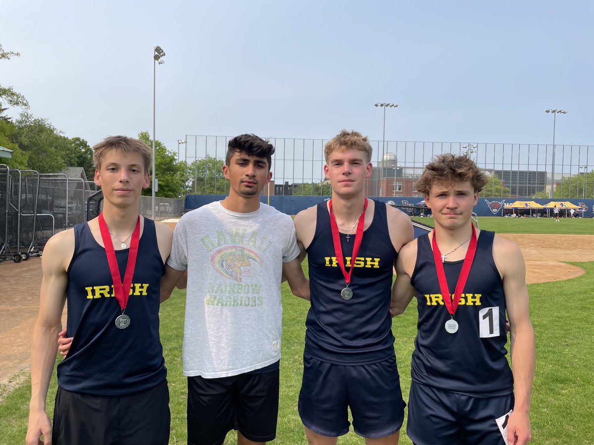 Irish ☘️ 4x800 qualifies for the State meet - Isaac Rodenwald, Karm Goodburne, Nick Simons, and Boston Peterson.