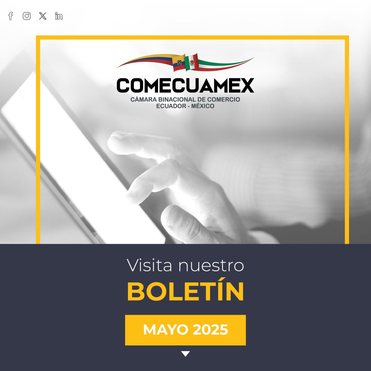 📢 ¡𝐘𝐚 𝐞𝐬𝐭𝐚́ 𝐝𝐢𝐬𝐩𝐨𝐧𝐢𝐛𝐥𝐞 𝐧𝐮𝐞𝐬𝐭𝐫𝐨 𝐛𝐨𝐥𝐞𝐭𝐢́𝐧 𝐦𝐞𝐧𝐬𝐮𝐚𝐥!

Revise 𝐥𝐨 𝐦𝐚́𝐬 𝐝𝐞𝐬𝐭𝐚𝐜𝐚𝐝𝐨 de la gestión de COMECUAMEX, durante el último mes. 📬 Conozca nuestras actividades, logros y próximos eventos.

🔗 Léelo aquí: acortar.link/YSqSX4