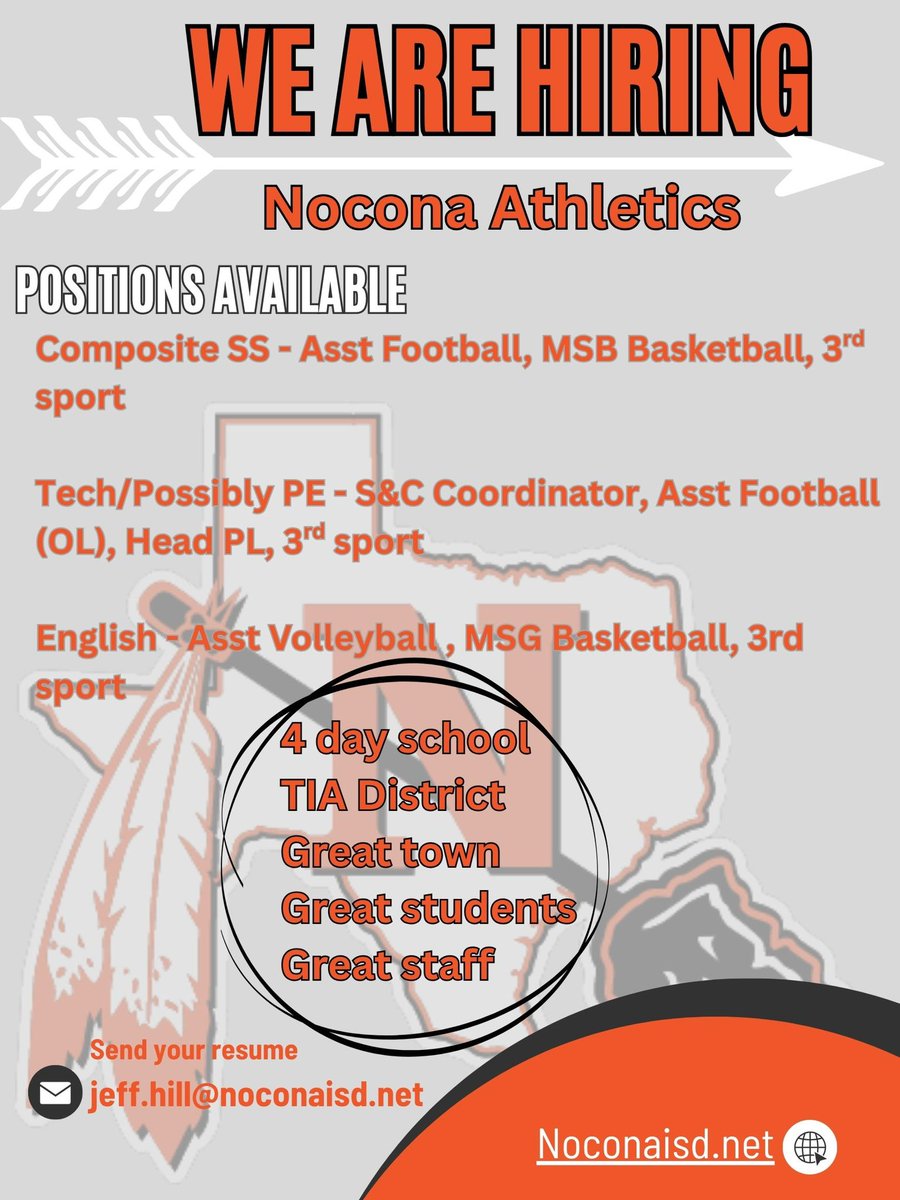 Coach Jeff Hill (@14jhill) on Twitter photo Come work at a great school!! Positions open!!
<a href="/BenCoker3/">Ben Coker</a> <a href="/padilla_poll/">PadillaPollAssistant</a> <a href="/Matt_Stepp817/">Matt Stepp</a> <a href="/dctf/">Dave Campbell's — TexasFootball.com</a> Come work at a great school!! Positions open!!
<a href="/BenCoker3/">Ben Coker</a> <a href="/padilla_poll/">PadillaPollAssistant</a> <a href="/Matt_Stepp817/">Matt Stepp</a> <a href="/dctf/">Dave Campbell's — TexasFootball.com</a>