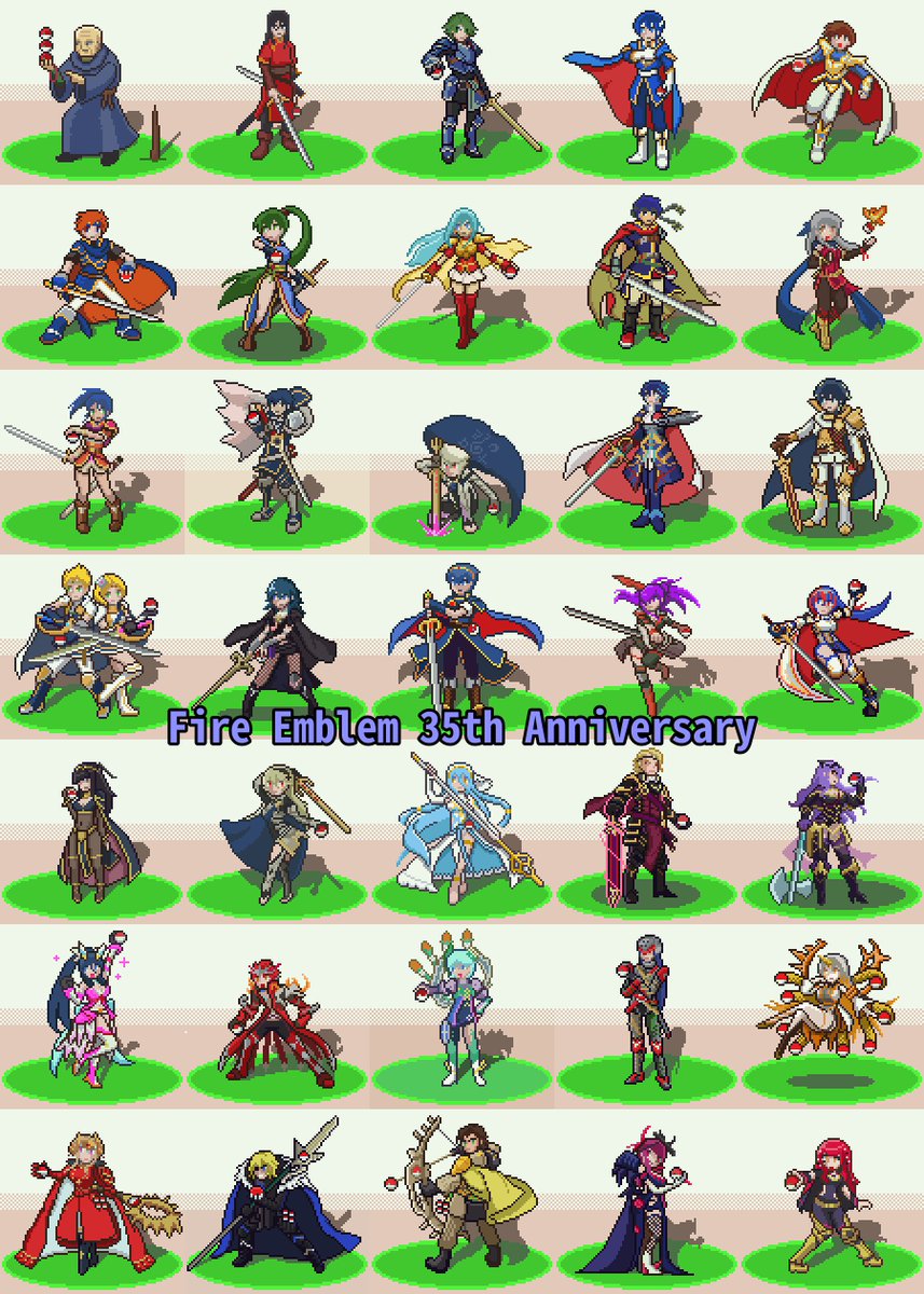 目が冴えてしまったので遅ればせながらファイアーエムブレム35周年画像を作りました。と言っても今まで描いた中から35枚選んで並べただけですが。おめでとうFE！おめでとうファイエム！

#FireEmblem 
#ファイアーエムブレム35周年