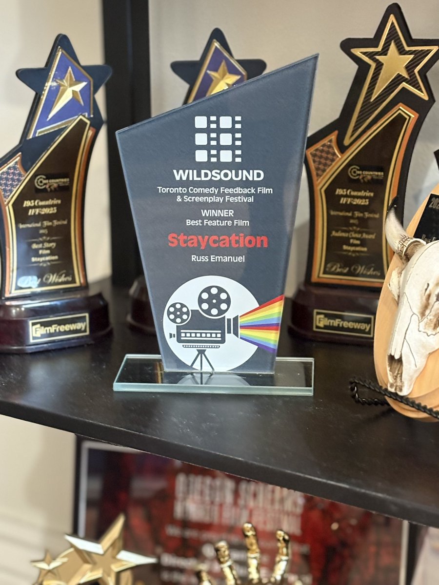 STAYCATION ANOTHER MAJOR TROPHY ARRIVAL!!! Ever thankful for any trophy recognition - this time again for “Staycation” (now retitled as “Apocalypse Death Party”) – winning for BEST FEATURE FILM at the FEEDBACK Toronto Comedy Film &amp; Screenplay Festival. 🎬❤️🙏