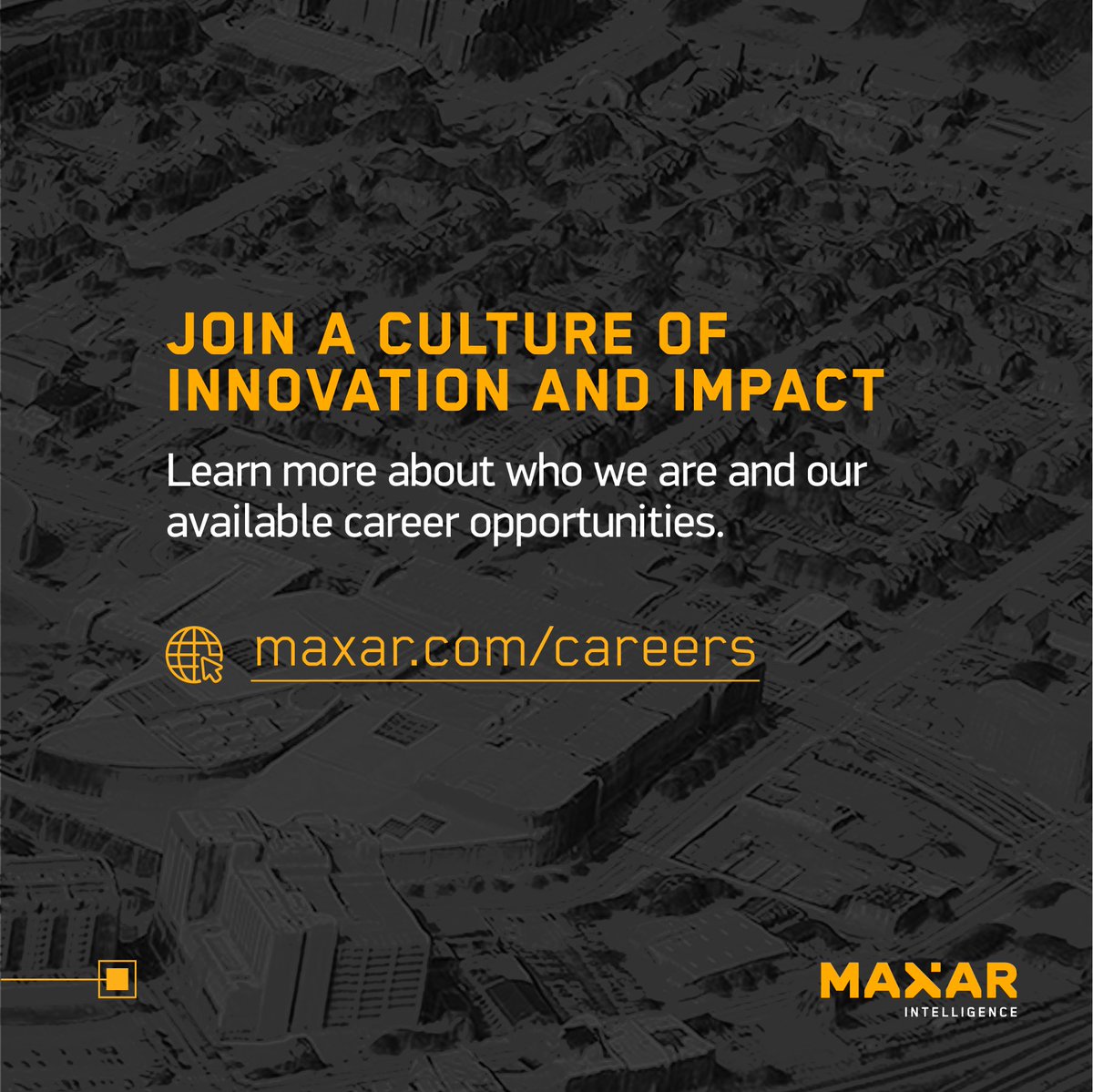 Shape the future with your impact. Maxar Intelligence is a leading provider of secure, precise geospatial insights, operating the most advanced commercial Earth observation constellation. Explore career opportunities where you can truly make a difference.

Ready to learn more