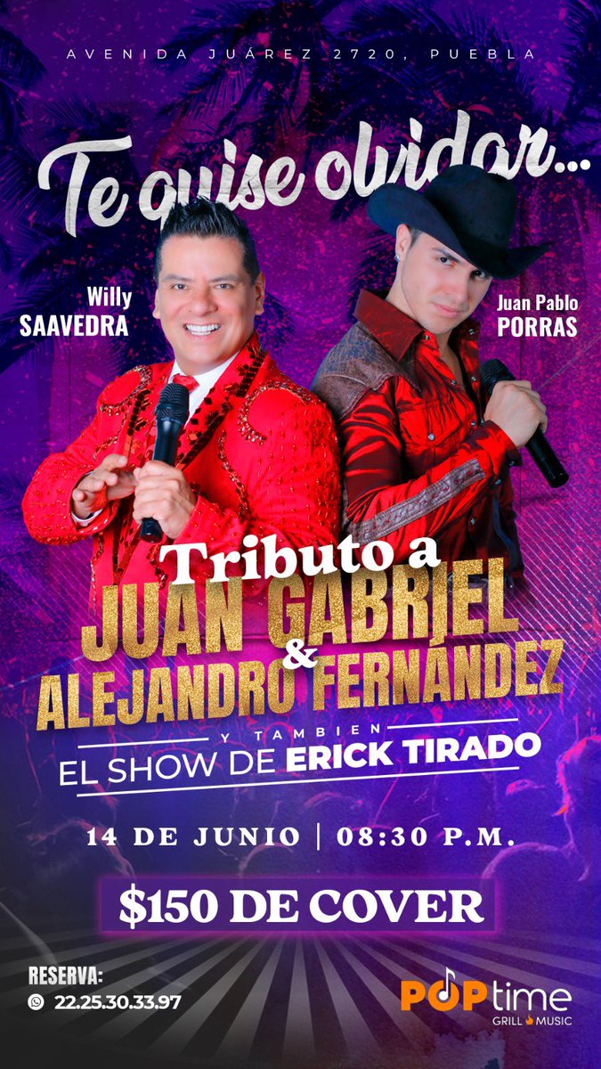 willy_tv's tweet photo. Queridos amigos, este próximo 14 de junio, los invito a que nos acompañen en un gran #show en el #poptime de la avenida Juárez. #Puebla me ayudas mucho si #Compartes ❤️😬😘 https://t.co/tl6dJl3bWq