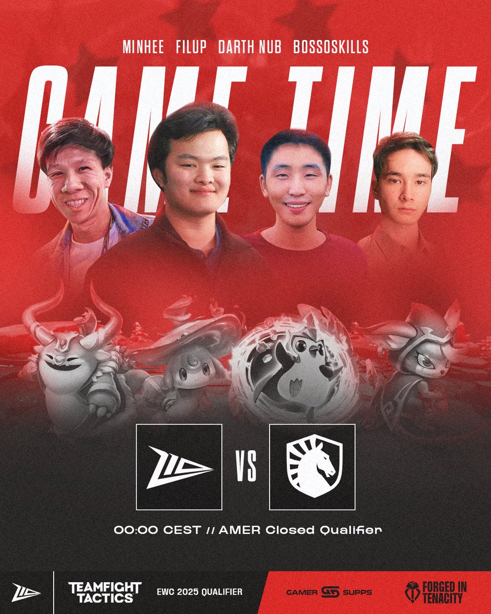 Game on💥

We face <a href="/TeamLiquid/">Team Liquid</a> at 00:00 CEST in the #EWC25 AMER Closed Qualifier.
Let’s turn the heat up 🔥 

#Z10WIN #WeMakeHeroes #TFT #EWC2025