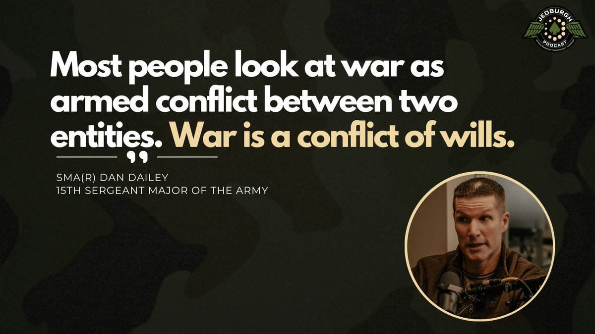 Jedburgh Podcast (@jedburghpodcast) on Twitter photo War is a conflict of wills....and often it doesn't require a shot to be fired.
From <a href="/AUSAorg/">Assn. of the US Army</a> , the 14th Sergeant Major of the Army Dan Dailey tells it like it is. Episode 160.
linktr.ee/franracioppi
#leadership #russia #china #military War is a conflict of wills....and often it doesn't require a shot to be fired.
From <a href="/AUSAorg/">Assn. of the US Army</a> , the 14th Sergeant Major of the Army Dan Dailey tells it like it is. Episode 160.
linktr.ee/franracioppi
#leadership #russia #china #military