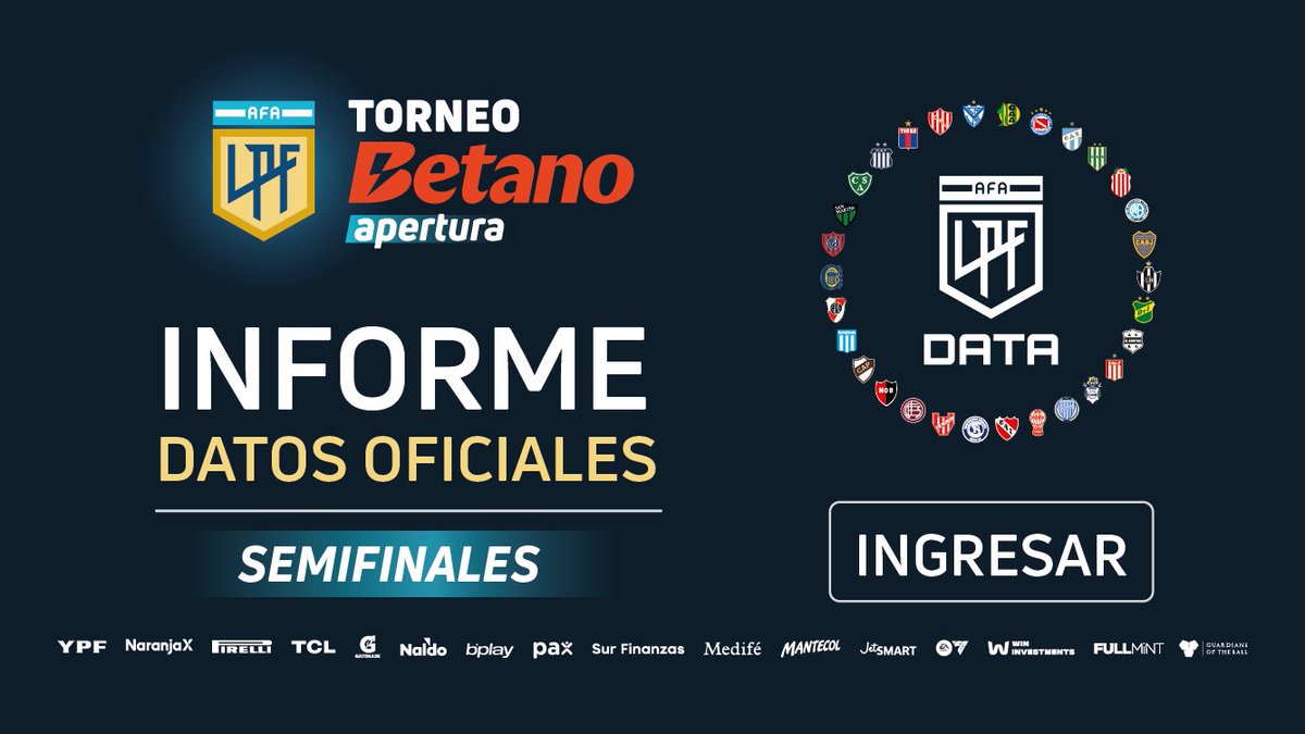 LPFData's tweet image. Les compartimos el informe estadístico de las #Semifinales del #TorneoBetano Apertura 2025 🏆.
bit.ly/43BOqkr
#LPFData