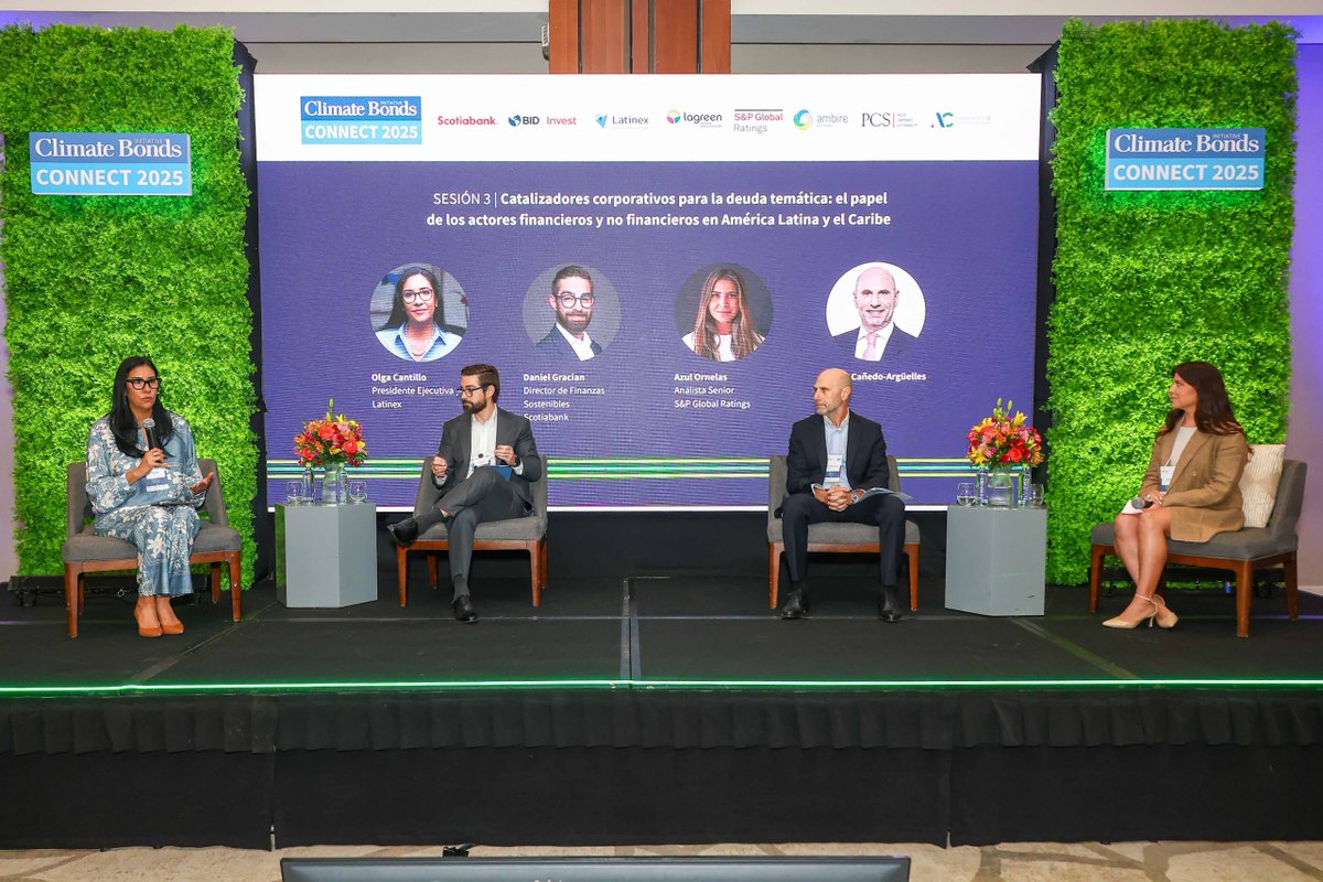 🌎 El 29 de mayo fuimos parte de #ClimateBondsCONNECT2025 en Panamá, un evento clave para impulsar una economía baja en carbono en ALC. 🌱 Nuestra Presidenta Ejecutiva, Olga Cantillo, moderó la sesión “Catalizadores corporativos para la deuda temática”.
#FinanzasSostenibles