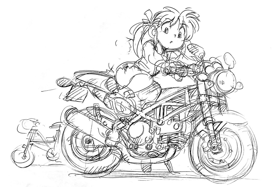 「#見た人も無言でバイクに乗ってるキャラを貼る」|浅利与一義遠のイラスト