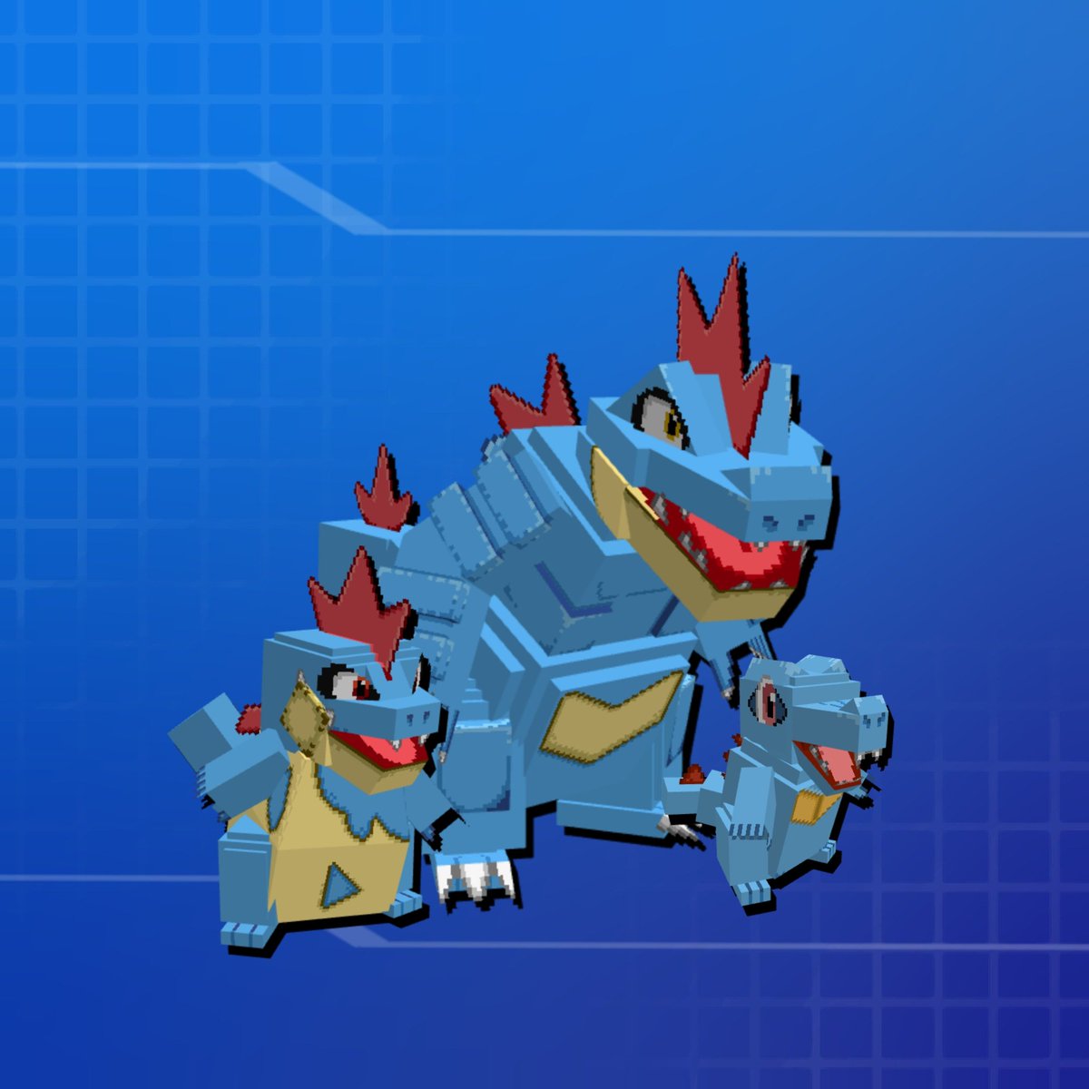 SERP_Zacek's tweet photo. New designs for Totodile, Croconaw &amp; Feraligatr in #SERPpokedrock 

#Minecraft #Pokemon #addon #mod #coding #blockbench #pixelart https://t.co/LatENsLNQD